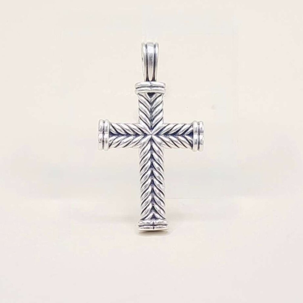 David Yurman Chevron Cross Pendant in Sterling Silver